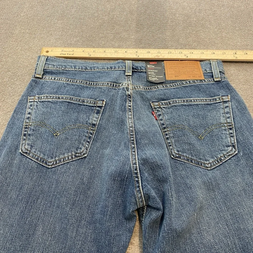 Levis 511 Jeans Mens 33x32 Irregular‎ Blue Skinny Straight Stretch Denim Medium